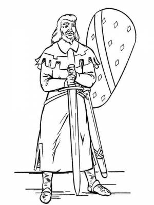 Раскраска Рыцари черно белая