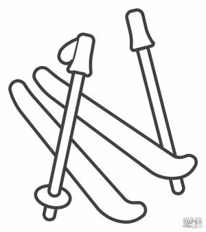 Лыжи раскраска картинка