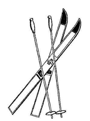 Раскраска Лыжи картинка для детей