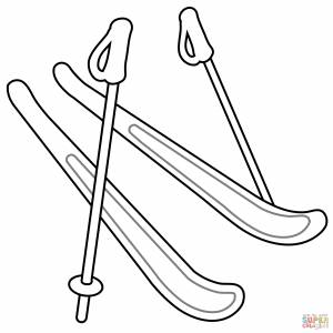Лыжи раскраска картинка