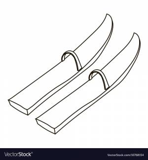 Лыжи раскраска картинка