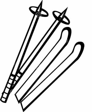 Лыжи раскраска для детей