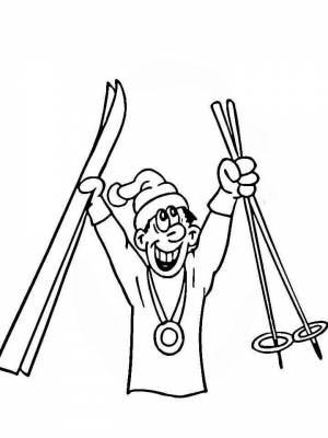 Картинка Лыжи раскраска в формате