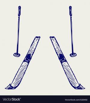 Лыжи рисунок поэтапно