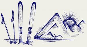 Рисунок лыжи карандашом