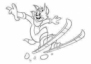 Раскраска «Том на лыжах»