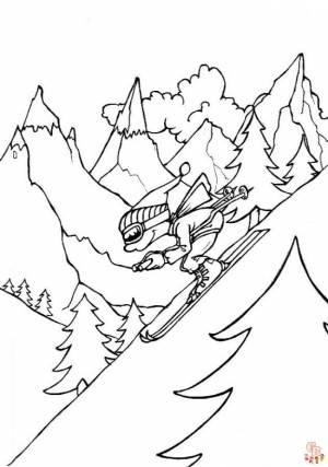 Раскраски катание на лыжах