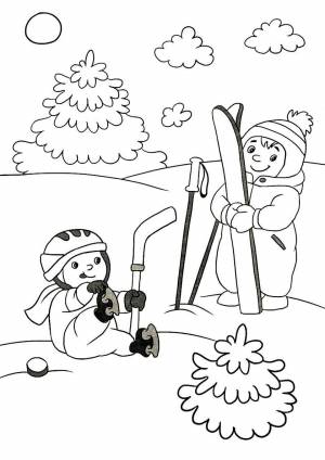 Раскраска Веселые зимние забавы
