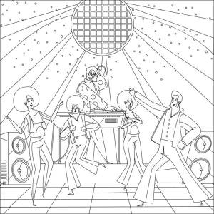 Dancing Disco Party Coloring Picture