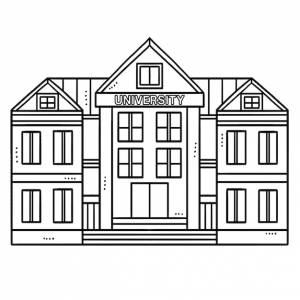Выпускной университет здание изолированные раскраски