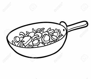 Coloring Book For Children, Vegetables In A Frying Pan Клипарты, SVG, векторы, и Набор Иллюстраций Без Оплаты Отчислений