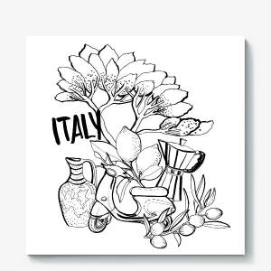 Холст «Вкусная Италия раскраска»