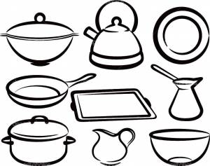 Раскраски Раскраска Кухонная посуда Кухня, Download print coloring page
