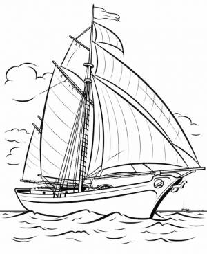раскраски парусника черно-белая векторная иллюстрация