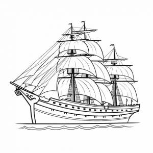 раскраски парусника черно-белая векторная иллюстрация