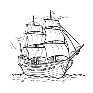 раскраски парусника черно-белая векторная иллюстрация