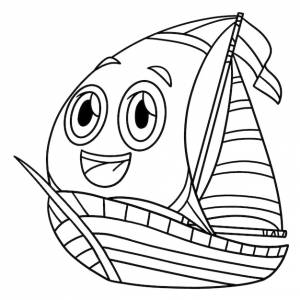 Раскраска парусник с мордочкой для детей