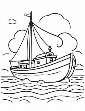 раскраски парусника черно-белая векторная иллюстрация