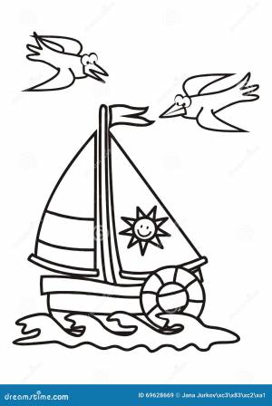 Парусник, книжка-раскраска иллюстрация вектора