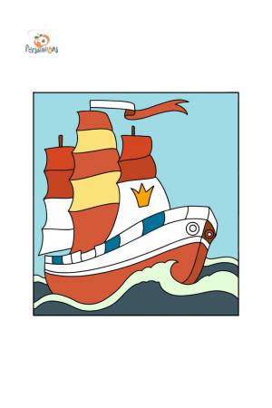 Раскраска Корабль с парусами