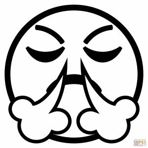 Раскраска Лицо с паром из носа эмодзи