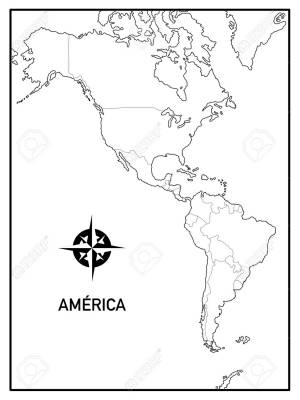 School Map Of The American Continent Or America, Material For School, Without Names And With Political Division Клипарты, SVG, векторы, и Набор Иллюстраций Без Оплаты Отчислений