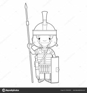 Легкая Раскраска Карикатурного Персонажа Италии Одетого Традиционный Римский Костюм  Векторное изображение ©asantosg 278230306