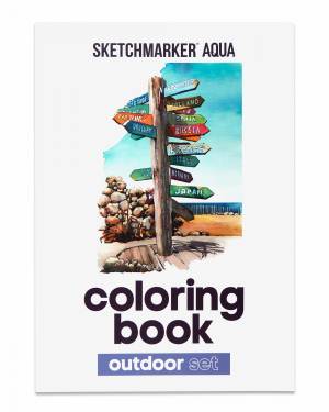 Книга-раскраска на акварельной бумаге SKETCHMARKER OUTDOOR, 8 л