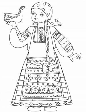 Раскраски Русский народный костюм для детей