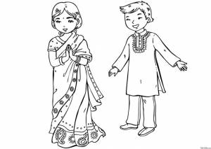 Раскраска Индийские дети