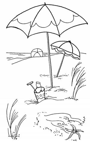 Раскраски Раскраска Пляж у моря пляж