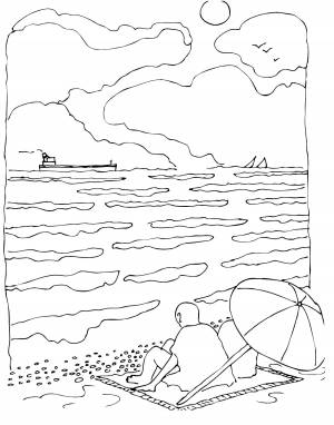 Раскраски Раскраска Пейзаж пляж Пляж