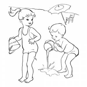 Раскраска Летние игры на пляже