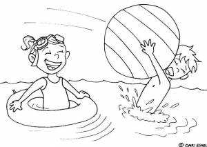 Раскраски пляж, Раскраска Пляж и море Летние развлечения