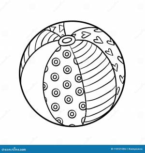 Книжка-раскраска, шарик пляжа Иллюстрация вектора