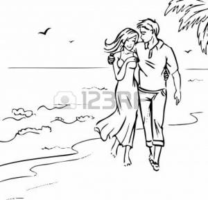 vector couple beach