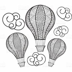 Vector doodle hand drawn hot air balloon illustration for coloring