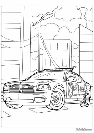 Раскраска Американский полицейский автомобиль