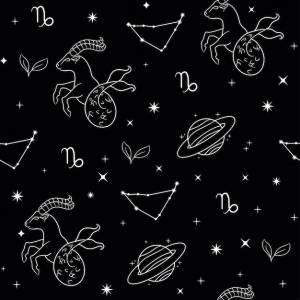 Знак зодиака козерог созвездие планеты и элемент бесшовный векторный рисунок