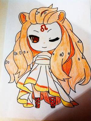 Как нарисовать знак зодиака лев в стиле чиби девочки поэтапно