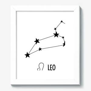Холст «Знак зодиака лев, созвездие знак и надпись Leo, в подарок для львов звездное созвездие гороскопа»