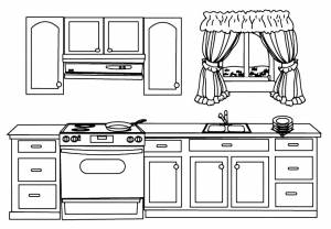Раскраска кухонная мебель