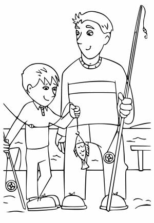 Раскраска С Днем О​тца Рыбалка