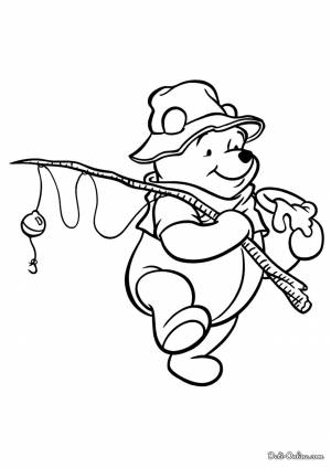 Раскраска Рыбалка с Винни Пухом