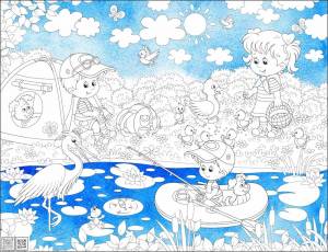 Раскраска в цвете Рыбалка ID Wall