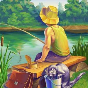 Летняя рыбалка рисунок