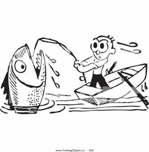 Раскраски Раскраска Рыбак тащит рыбу рыбы