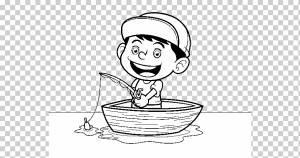 Книжка-раскраска Рисунок Рыбалка Живопись Ребенок, Рыбак, ребенок, лицо, рука png