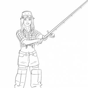 Женщина-рыбак на реке девушка-рыбак объект на белом фоне векторной иллюстрации окраски