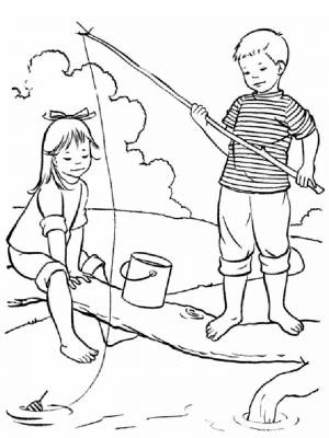 Картинка Рыбалка раскраска в формате  для девочек